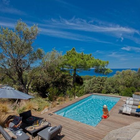 Villa bodri, maison en pierre avec vue mer et piscine chauffée LʼÎle-Rousse Exterior foto