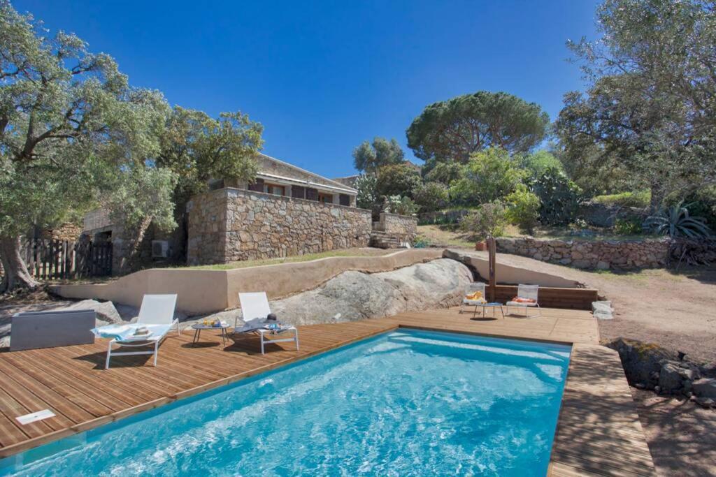 Villa bodri, maison en pierre avec vue mer et piscine chauffée LʼÎle-Rousse Exterior foto