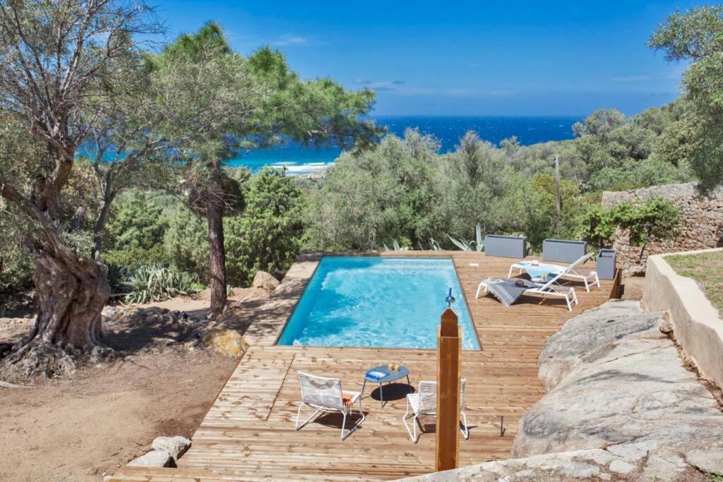 Villa bodri, maison en pierre avec vue mer et piscine chauffée LʼÎle-Rousse Exterior foto