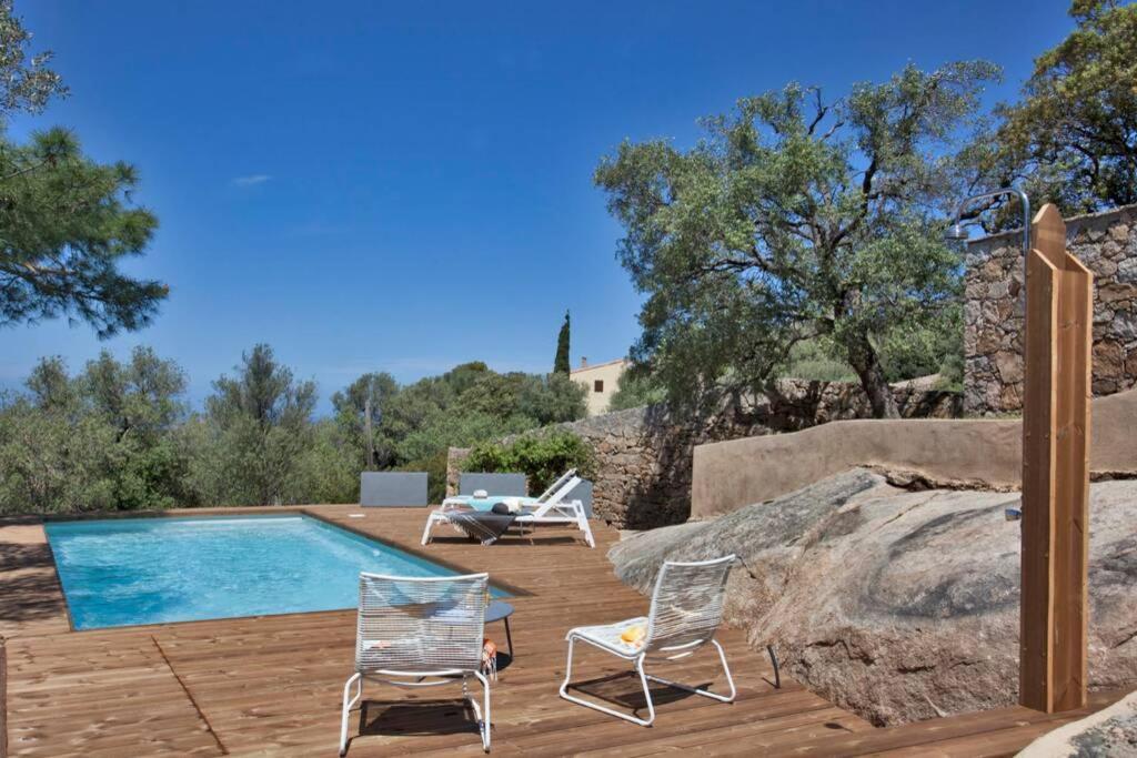 Villa bodri, maison en pierre avec vue mer et piscine chauffée LʼÎle-Rousse Exterior foto