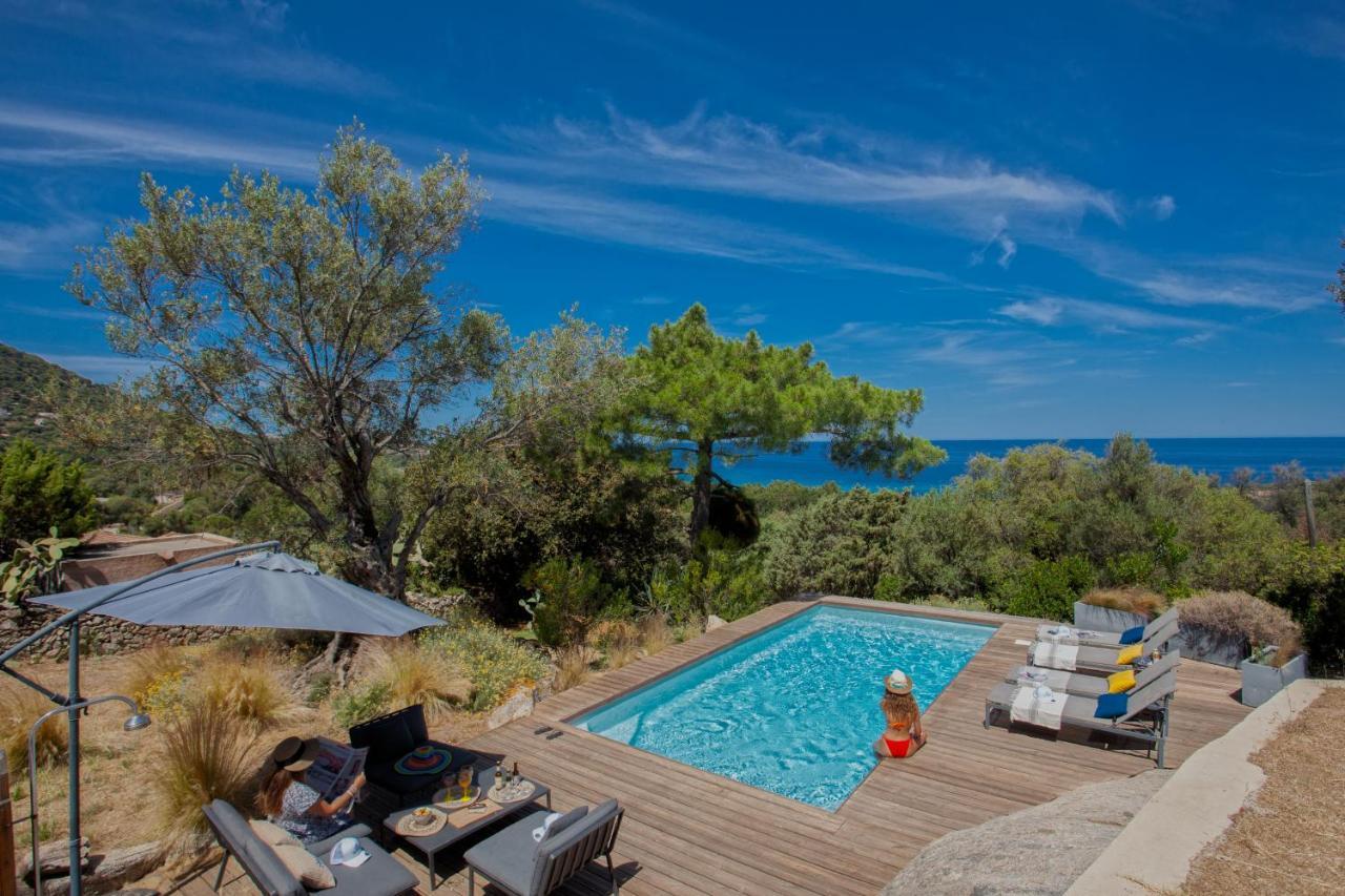 Villa bodri, maison en pierre avec vue mer et piscine chauffée LʼÎle-Rousse Exterior foto