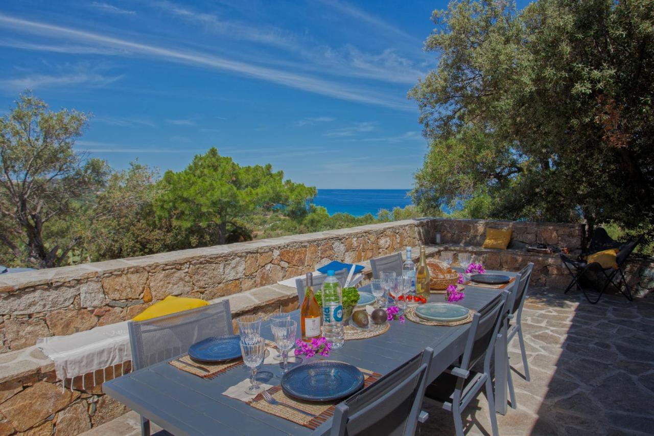 Villa bodri, maison en pierre avec vue mer et piscine chauffée LʼÎle-Rousse Exterior foto