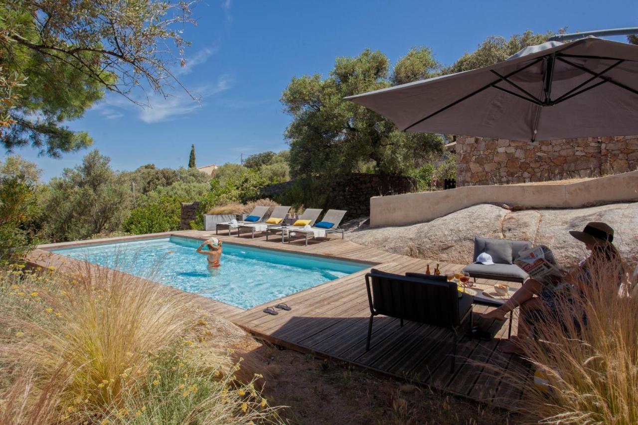 Villa bodri, maison en pierre avec vue mer et piscine chauffée LʼÎle-Rousse Exterior foto