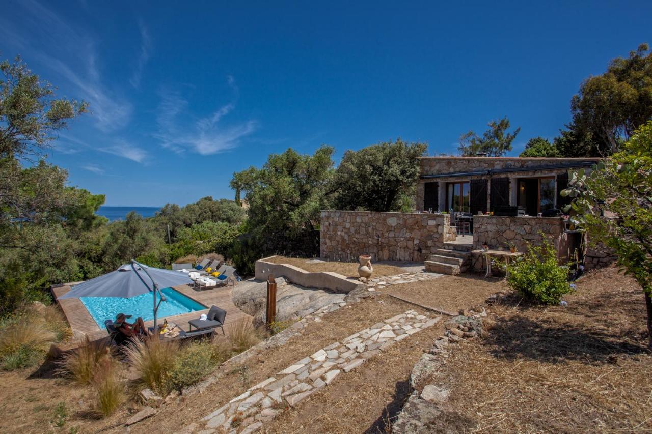 Villa bodri, maison en pierre avec vue mer et piscine chauffée LʼÎle-Rousse Exterior foto