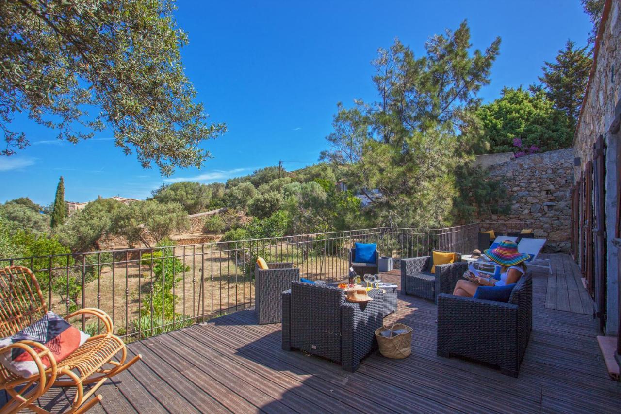 Villa bodri, maison en pierre avec vue mer et piscine chauffée LʼÎle-Rousse Exterior foto