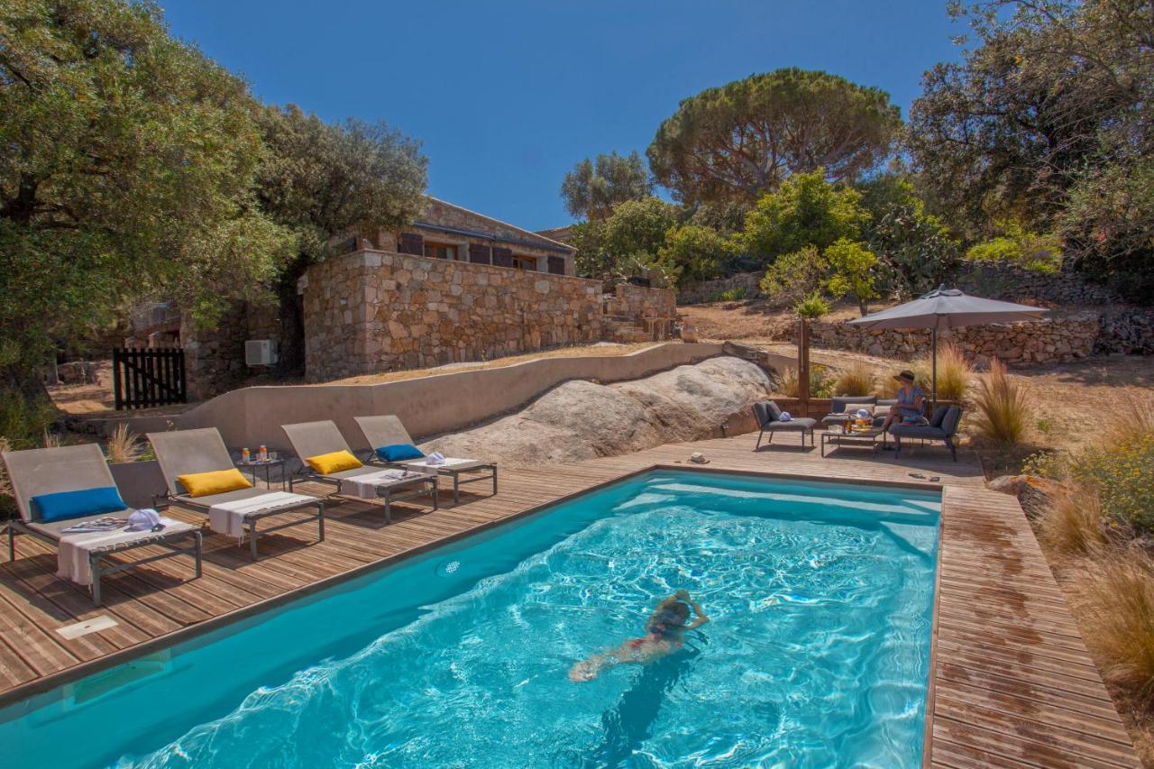 Villa bodri, maison en pierre avec vue mer et piscine chauffée LʼÎle-Rousse Exterior foto