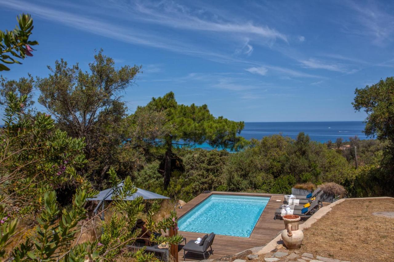 Villa bodri, maison en pierre avec vue mer et piscine chauffée LʼÎle-Rousse Exterior foto